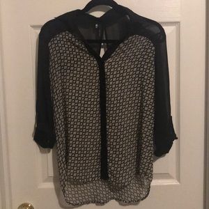 Black and Tan Patterned Shear Blouse